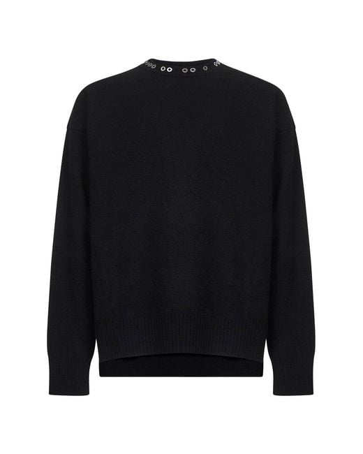 Jil Sander Black Lightweight Wool Crewneck Sweater for men