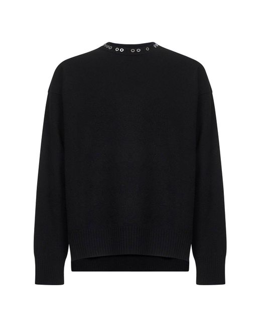 Jil Sander Black Lightweight Wool Crewneck Sweater for men