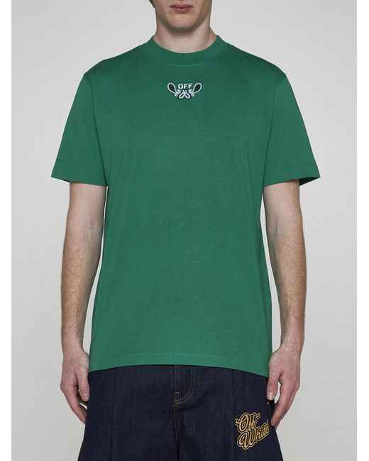 Off-White c/o Virgil Abloh Green Bandana Cotton T-shirt for men