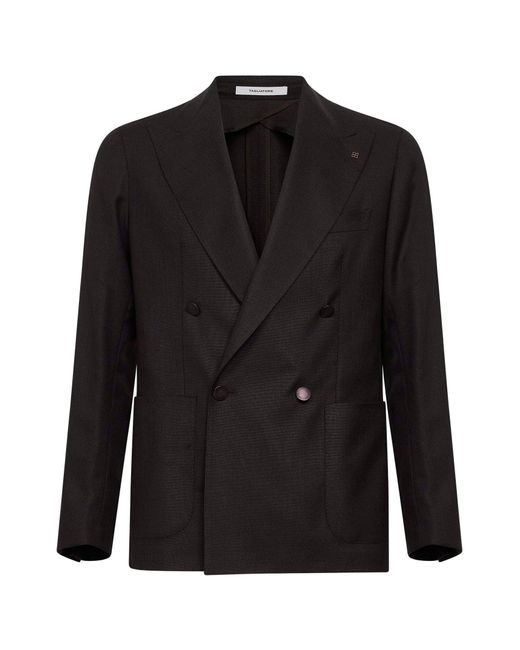 Tagliatore Black Dark Stretch Virgin Wool Montecarlo Double-Breasted Blazer for men