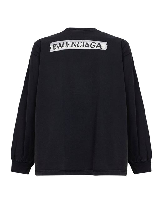 Balenciaga Blue Masking Tape Long Sleeve Large Fit T-Shirt for men