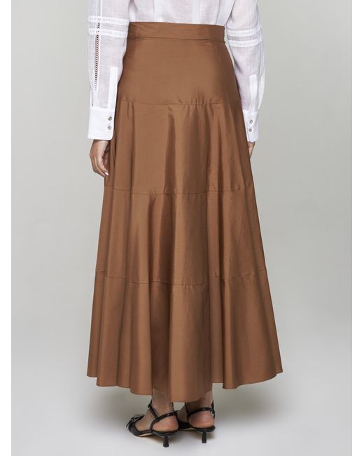 Max Mara Studio Brown Teramo Cotton Long Skirt