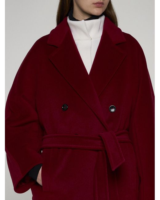 Max Mara Red Addurre Wool And Cashmere Coat