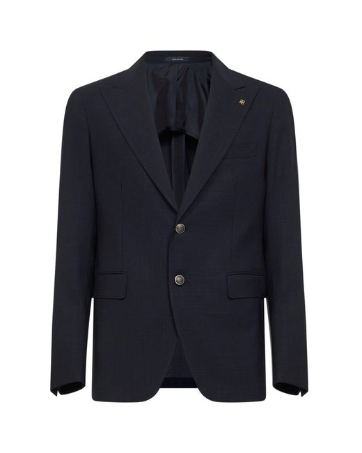 Tagliatore Blue Virgin Wool Vesuvio Single-Breasted Blazer for men