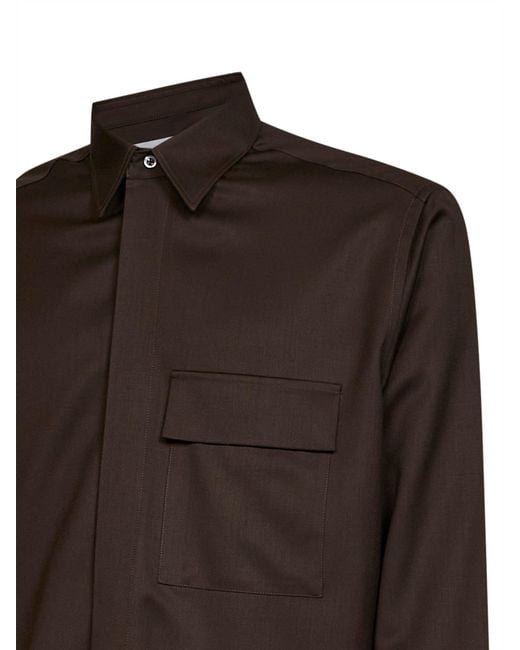 D 40 Brown Virgin Wool Overshirt for men