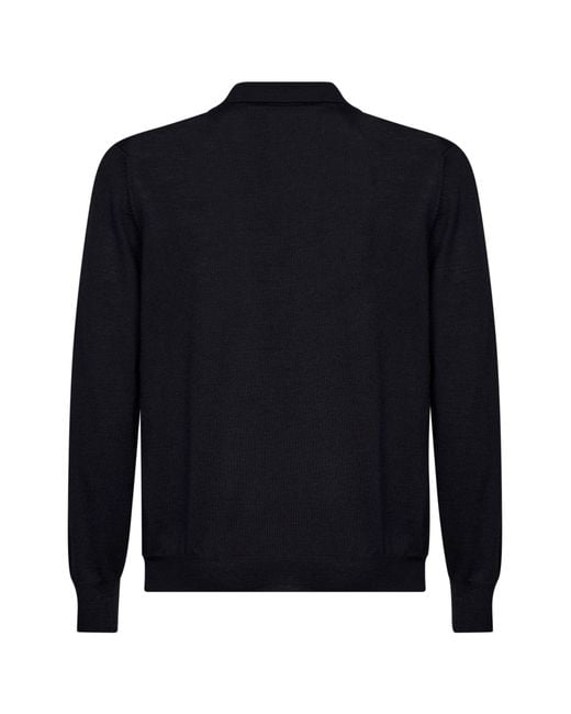 D 40 Blue Virgin Wool Knit Buttonless Polo Shirt for men