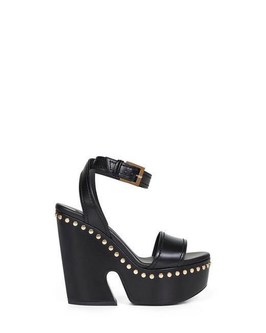 Givenchy Black Leather Clog Platform Sandals