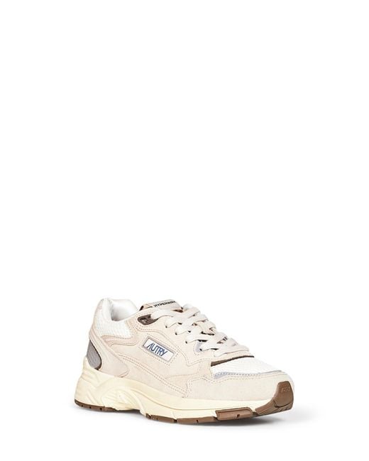 Autry White Mesh And Suede And Calf Hair Hyperway Sneakers