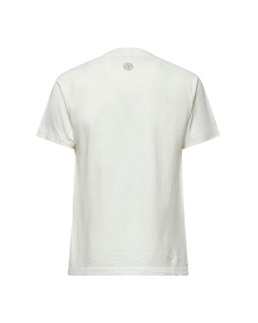 Stone Island White “Institutional Three” Print T-Shirt for men
