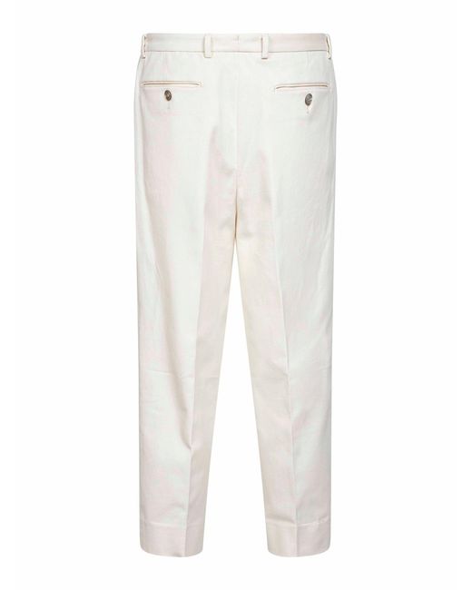 D 40 White Ivory Stretch Moleskin Bricklane Trousers for men
