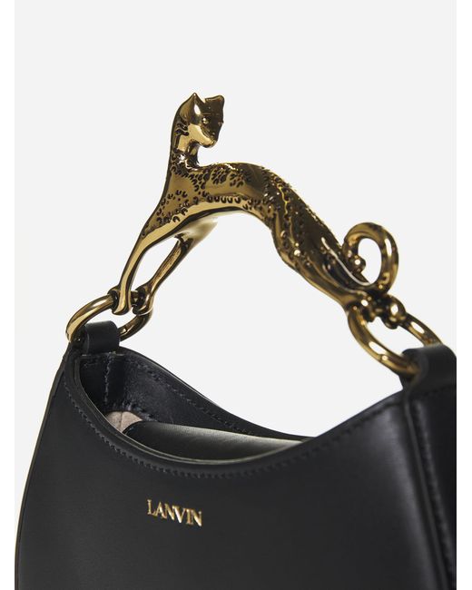 Lanvin Black Hobo Cat Nano Leather Bag