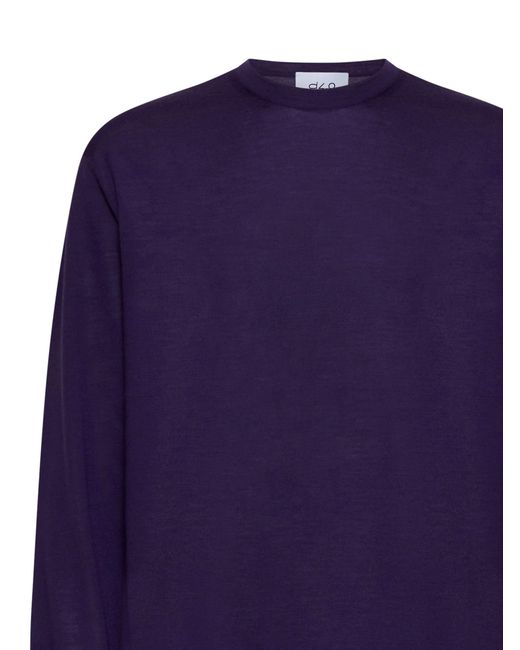 D 40 Blue Virgin Wool Crewneck Sweater for men