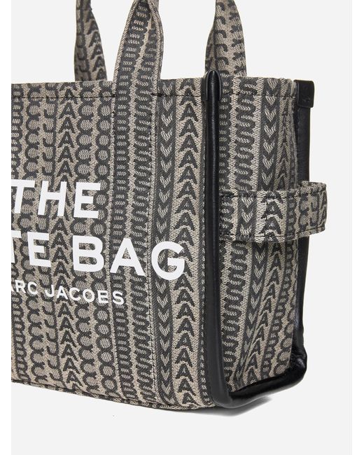 Marc Jacobs White The Mini Tote Logo Jacquard Canvas Bag