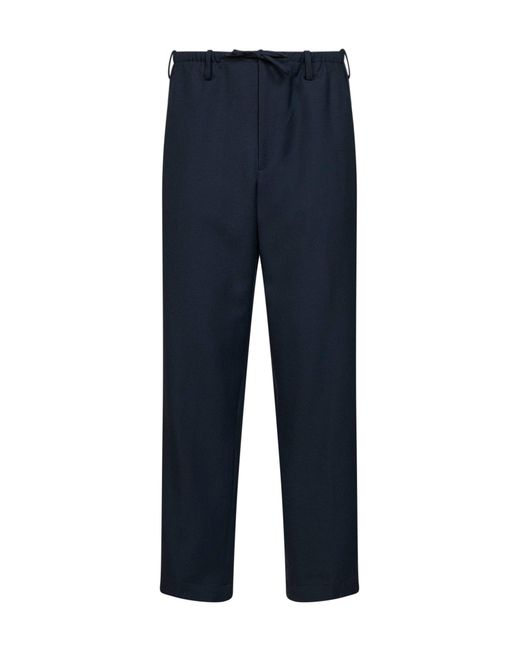 Dries Van Noten Blue Wool Penny Straight-Leg Trousers for men