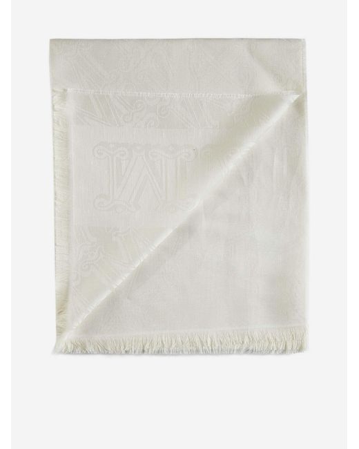Max Mara White Eleonor Wool, Silk And Linen Stole