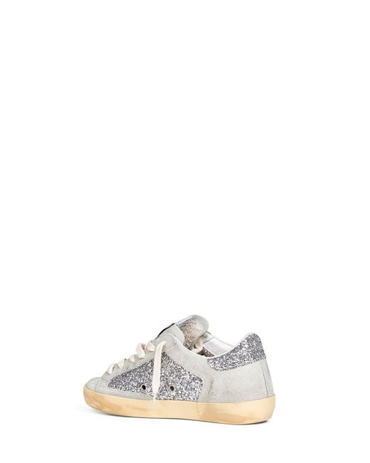 Golden Goose Deluxe Brand White Suede And Glitter Super-Star Sneakers
