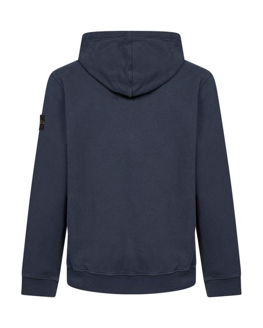 Stone Island Blue Stretch Organic Cotton Hoodie for men