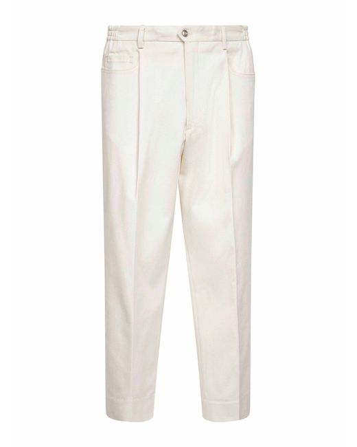 D 40 White Ivory Stretch Moleskin Bricklane Trousers for men