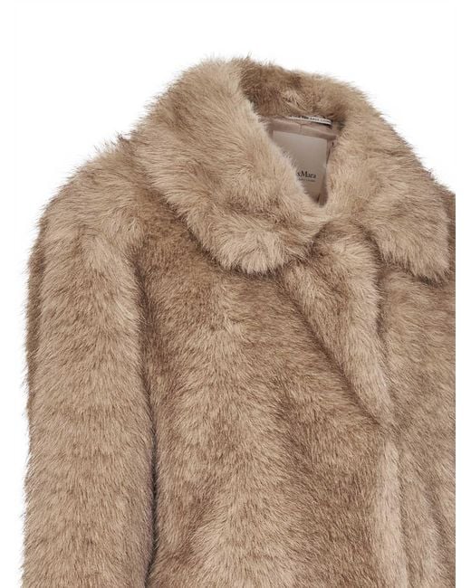 Max Mara Brown Honey Faux-Fur Smmalce Short Coat