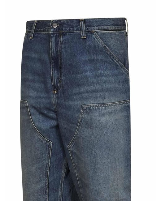 Carhartt Blue Denim Double Knee Jeans for men