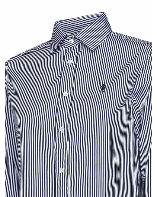 Polo Ralph Lauren Blue And Striped Cotton Slim-Fit Shirt
