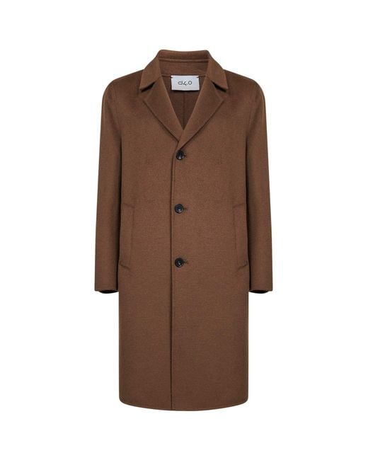 D 40 Brown Double Wool Single-Breasted Coat for men