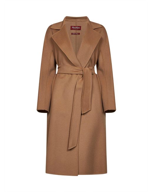 Max Mara Brown Camel Mstcles Long Wrap Coat