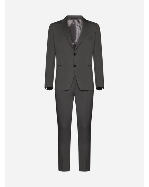 Low Brand Black Wool Single-breasted Suit for men