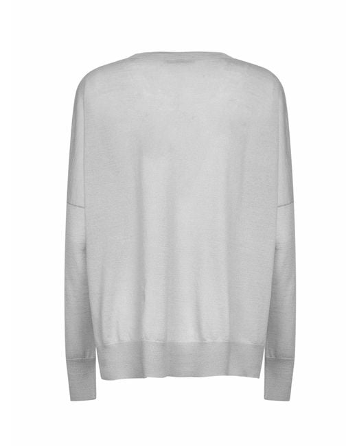 Blanca Vita Gray Virgin Wool Oversized Sweater