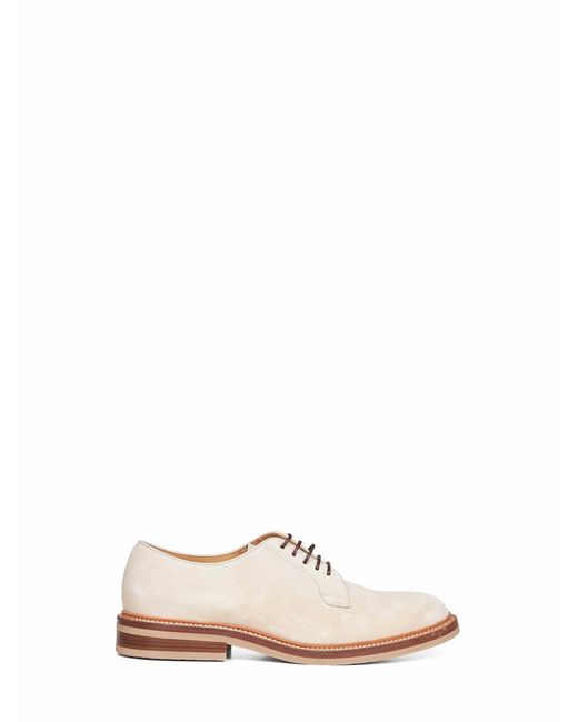Brunello Cucinelli White Derby Shoes Suede for men