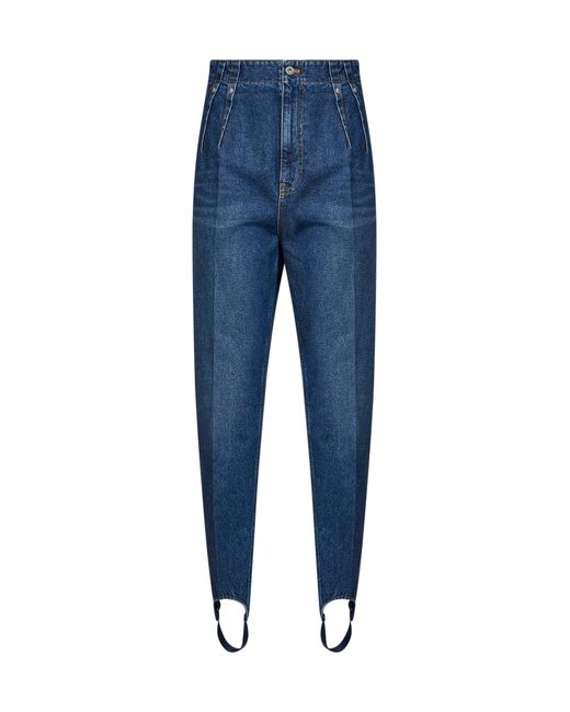 Mugler Blue Denim Cigarette Jeans With Stirrups