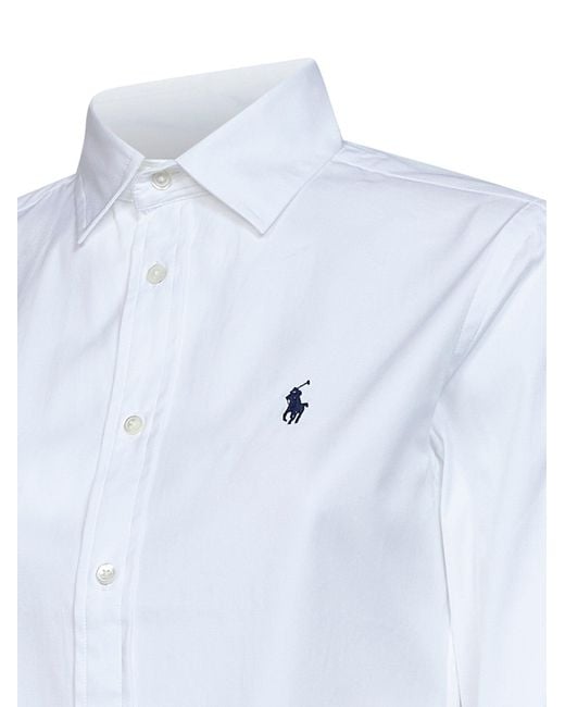 Polo Ralph Lauren White Cotton Pony Embroidered Slim-Fit Shirt