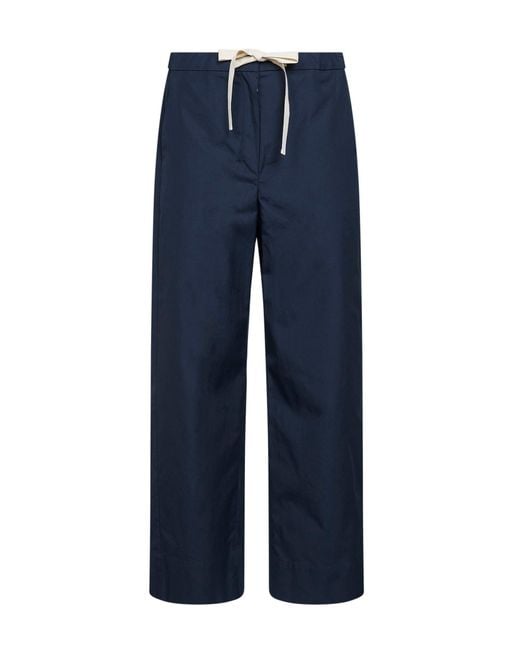Max Mara Blue Midnight Poplin Smmargento Straight-Leg Trousers