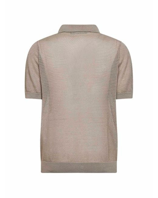 Tagliatore Multicolor Dove Pointelle Knit Short-Sleeved Shirt for men