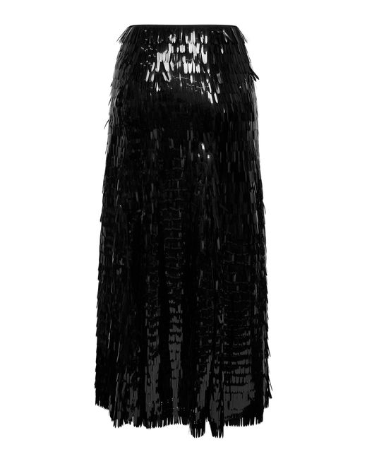 Self-Portrait Black Sequin Midi Skirt