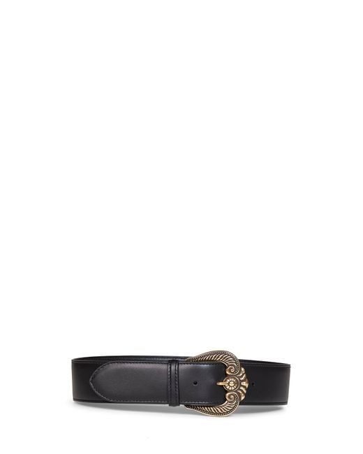 Etro White Leather Belt With Paisley Buckle