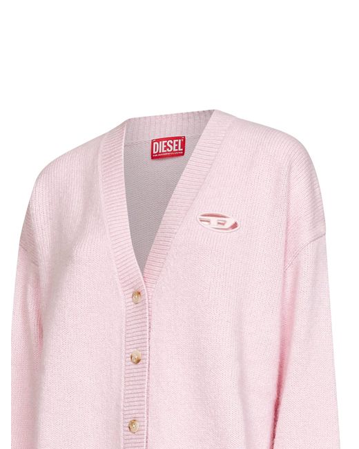 DIESEL Pink Wool And Alpaca Blend Knit M-Areela Cardigan