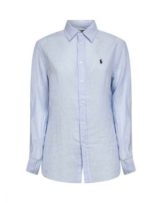 Polo Ralph Lauren Blue Oxford Linen Classic-Fit Shirt