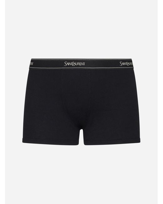 Saint Laurent Black Logo-tape Cotton Boxer Shorts for men