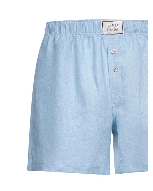 HANDLE WITH FREEDOM X HOLY CAFTAN Blue Sky Linen Libera Marina Boxer-Style Shorts for men