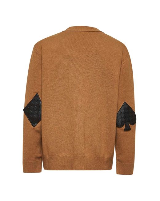 Bottega Veneta Brown Intrecciato Patches Cardigan for men