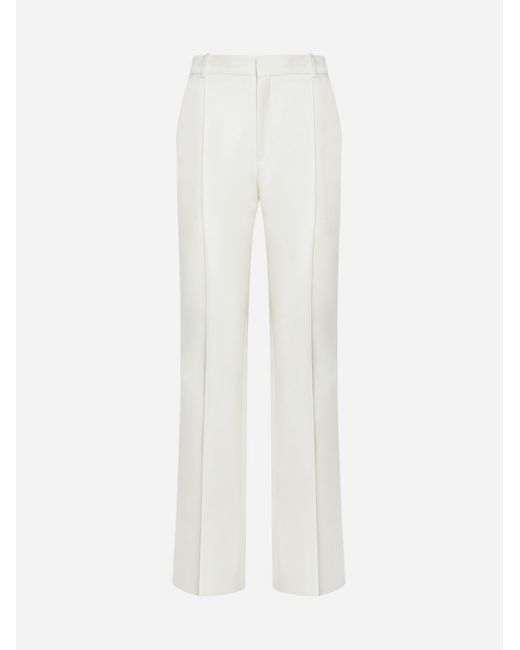 Chlo Silk And Wool Flared Trousers in White Lyst UK
