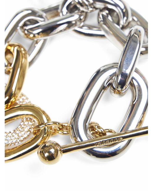 Rabanne Metallic And Two-Tone Xl Link Bracelet With Punk Details