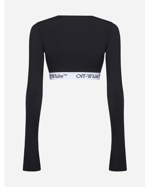 Off White c o Virgil Abloh Black Logoband Crop Top Lyst UK