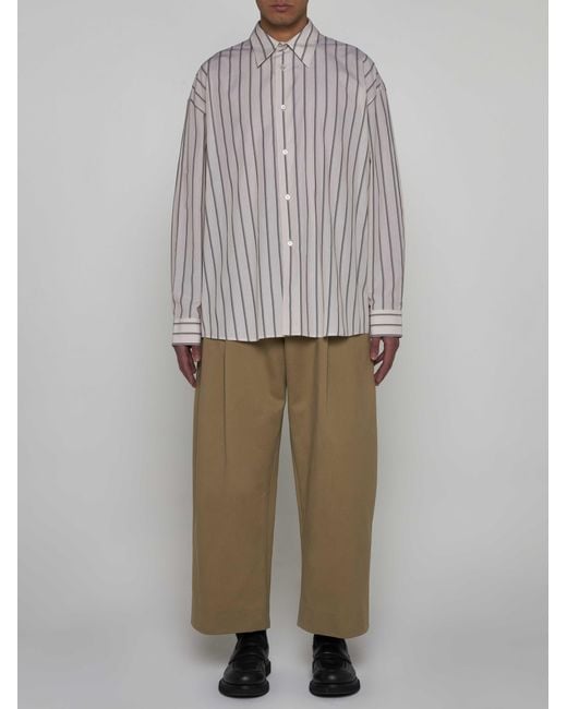 Studio Nicholson Gray Loche Pinstriped Cotton Shirt for men