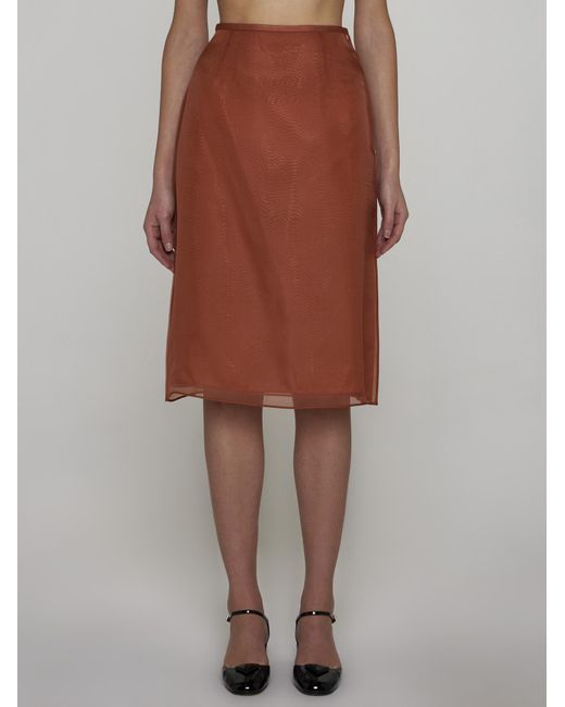 Prada Brown Silk Skirt