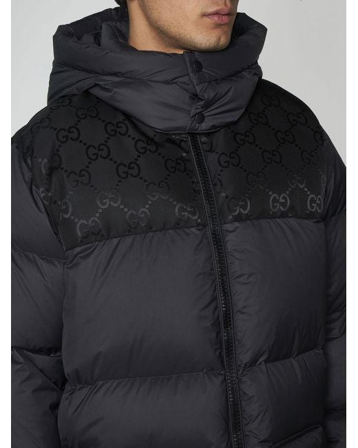 Gucci Black GG Motif Quilted Nylon Down Jacket for men