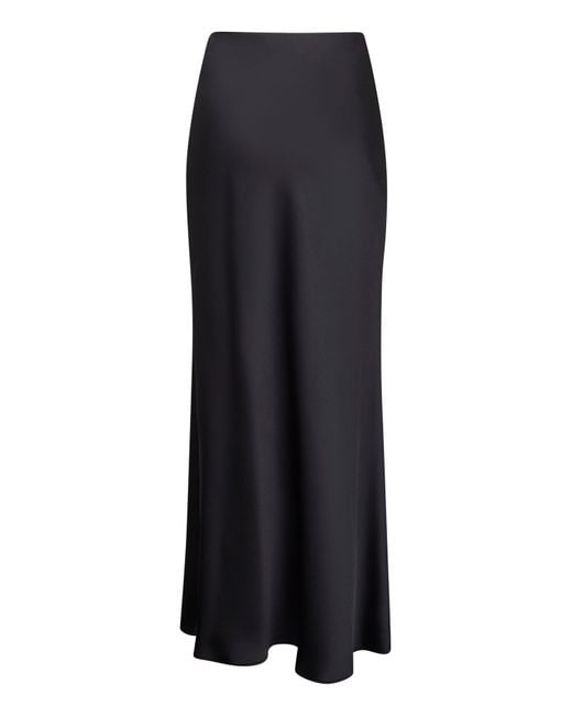 Blanca Vita Black Midnight Satin Garra Long Flared Skirt