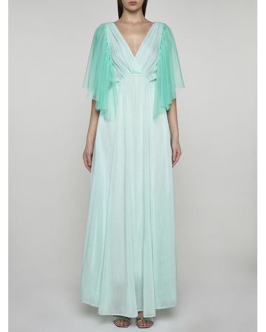 Forte Forte Green Voile And Tulle Long Dress