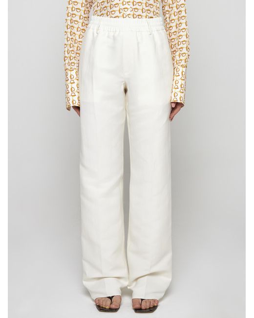 Burberry White Viscose-blend Trousers